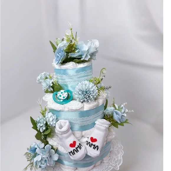 Flowers Boy Diaper Cake, Baby Shower Gift